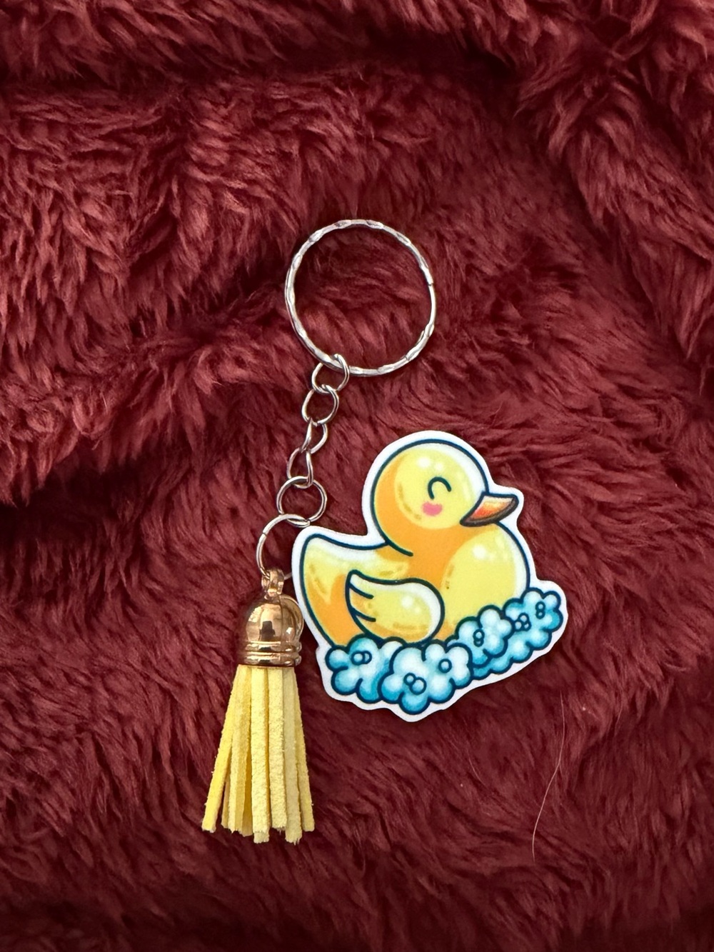 Yellow Rubber Duck Keychain with Tassel - Cute Pet Bird Accessory